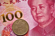 banknot chiński, 100 juanów, moneta norweska, Chinese banknote, 100 yuan, Norwegian coin