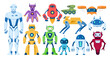 Cartoon robots, cartoon personal assistants and chatbots. Modern digital cyborgs, robotic drones mascots flat vector symbols illustration set. Robots collection