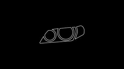 Sticker - White line Car headlight icon isolated on black background. 4K Video motion graphic animation