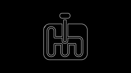 Sticker - White line Gear shifter icon isolated on black background. Transmission icon. 4K Video motion graphic animation