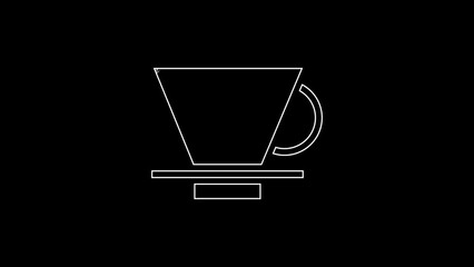 Wall Mural - White line V60 coffee maker icon isolated on black background. 4K Video motion graphic animation