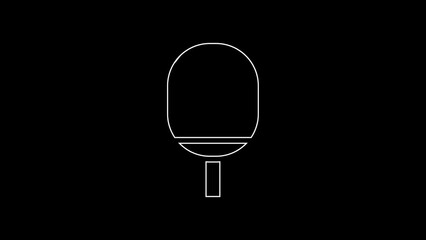 Sticker - White line Racket for playing table tennis icon isolated on black background. 4K Video motion graphic animation