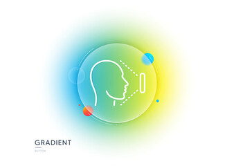 Poster - face scanning line icon. gradient blur button with glassmorphism. phone face id sign. head identific
