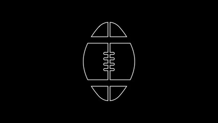 Poster - White line Rugby ball icon isolated on black background. 4K Video motion graphic animation