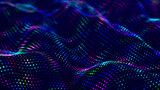Fototapeta Młodzieżowe - Lights background. Colored music wave. Big data digital code. Futuristic dots Illustration. 3D