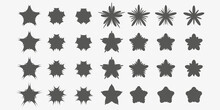 Vector Set Of Simple Black Stars Symbols. From Three Point To Eight Point Stars Icon Collection