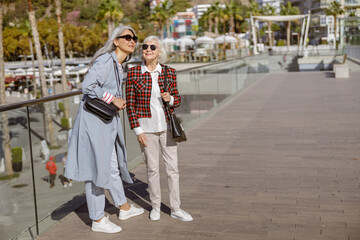 Wall Mural - Shot of adult modern women resting outdoors