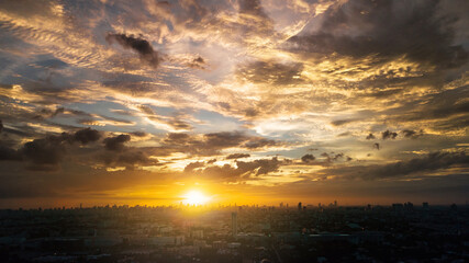 Wall Mural - Evening cloudscape in city, Colorful sunset