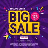 Fototapeta Na ścianę - Big sale banner template design. Abstract sale banner. promotion poster. special offer up to 15% off