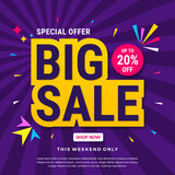 Fototapeta Na ścianę - Big sale banner template design. Abstract sale banner. promotion poster. special offer up to 20% off