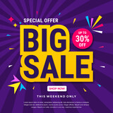 Fototapeta Na ścianę - Big sale banner template design. Abstract sale banner. promotion poster. special offer up to 30% off