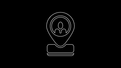 Poster - White line Worker location icon isolated on black background. 4K Video motion graphic animation