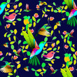 Beautiful colorful flying hummingbirds pattern