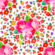 Red camellia with a beautiful, bright girl pattern