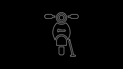 Poster - White line Scooter icon isolated on black background. 4K Video motion graphic animation