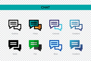 Poster - Chat icon in different style. Chat vector icons designed in outline, solid, colored, filled, gradient, and flat style. Symbol, logo illustration. Vector illustration