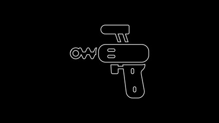 Wall Mural - White line Ray gun icon isolated on black background. Laser weapon. Space blaster. 4K Video motion graphic animation