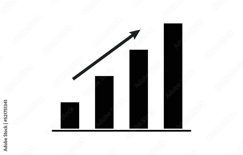 Single black arrow growing pointing up on chart graph bars icon ...