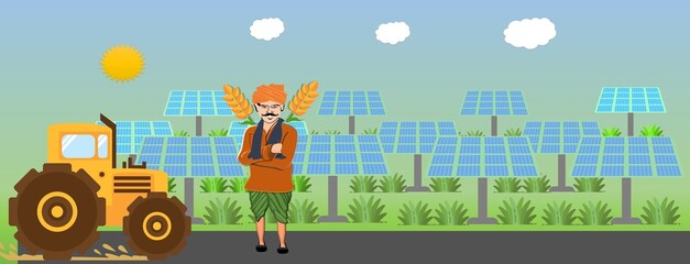 Wall Mural - SOLAR PLANT WITH AGRICULTURE FARM - AGROVOLTAIC