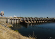 Lake Natoma Dam In Northern California On A Hot Summer Day 