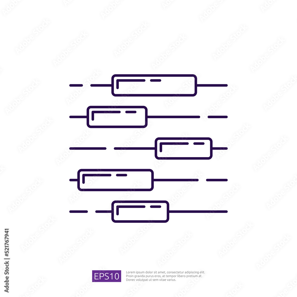 Growth Candlestick Chart Outline Icon Stock Vector | Adobe Stock