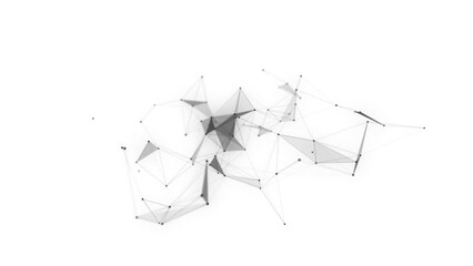 Poster - Futuristic network connection structure on white background. Concept of hi tech and future. Communication and web concept. Big data visualization. 3D rendering.