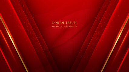 Wall Mural - luxury abstract background with diagonal gold line, red line stripe and glitter light effect decorat