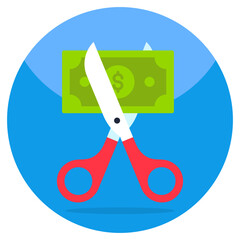 Canvas Print - Banknote with scissors showcasing cut price