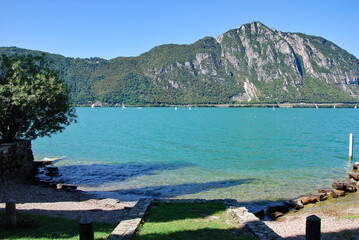 Wall Mural - Il lago di Lugano da Campione d'Italia in provincia di Como, Lombardia, Italia.