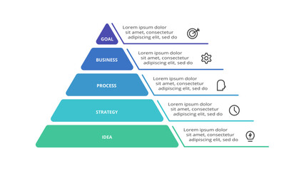 Poster - Pyramid with 5 elements, infographic template for web, business, presentations, vector illustration. Business data visualization.