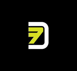 Poster - number 7 and letter d logo design. d7 or 7d - elegant universal vector sign. graphic symbol for corp