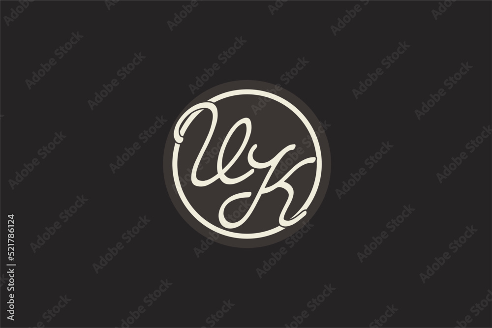 Initial letter VK monogram logo with simple and creative cirle line ...