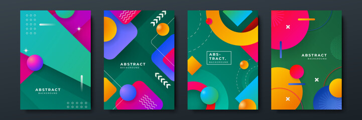 Wall Mural - Gradient flowing geometric pattern background texture for poster cover design. Minimal color abstract gradient banner template. Modern vector wave shape for brochure and social media post story cover