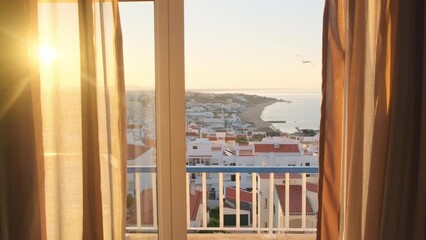 Canvas Print - Sunrise view of the Albufeira resort town in Algarve province, Portugal.