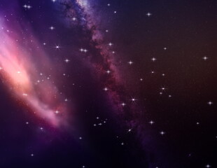 Wall Mural - nebula sky starry night space bright star cosmic milky way background template banner