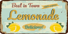Vintage Shabby Slightly Rusty Advertising Banner. Fresh Lemonade.vector Illustration
