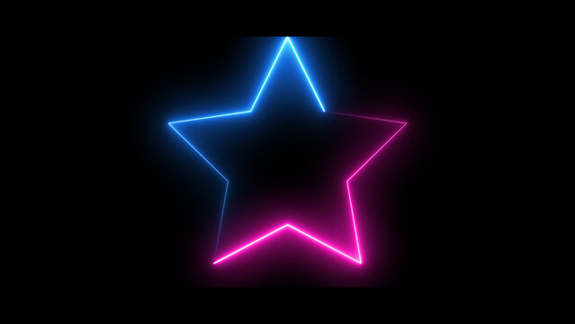 Wall Mural -  - glowing neon space shiny star night abstract ,isolated light effect star-shaped futuristic effect ,graphic laser party led element billboard border cyber future glossy flare, luminous loop animation