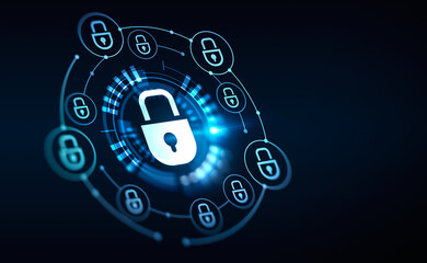 Aufkleber - cybersecurity hologram and lock circuit, privacy and protection