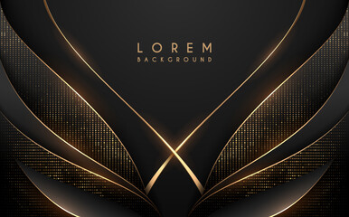 Abstract black and gold shapes luxury background