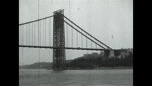 George Washington Bridge Before Opening 1931 - Views Of The Newly Constructed George Washing Bridge, Spanning The Hudson River In New York City, Seen From A Ferry  Months Before The Bridge Officially 