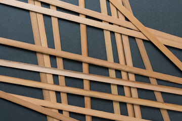 Canvas Print - set of overlapping vintage cedar wood straps on paper