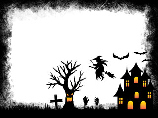 Canvas Print - Halloween Background Silhouette Illustration

