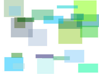 Wall Mural - Abstract blue green rectangles overlay with transparent PNG back