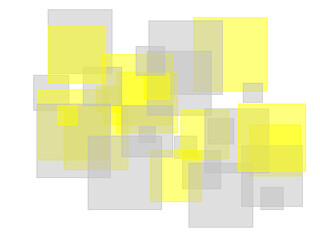 Abstract gray yellow squares overlay with transparent PNG backgr