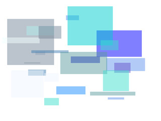 Wall Mural - Abstract blue rectangles overlay with transparent PNG background