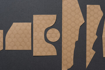 Sticker - abstract paper shapes on gray paper (brown paper with dot patterns)