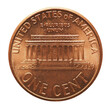 © Claudio Divizia - 1 cent coin, reverse showing Lincoln memorial, currency of the U