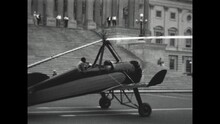 Washington, DC Autogyro Flight 1931 - A Man Takes Off From The US Capitol In Washington, DC While Piloting An Autogyro, In 1931. 