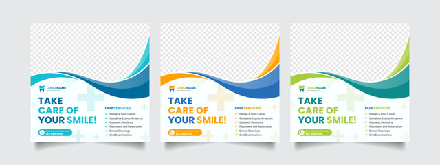 Dental Care Social Media Post or Web Banner Design Suitable for Hospital Clinic