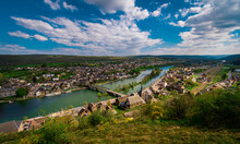 View Over A Small Town In The Valley Of The River Meuse In France